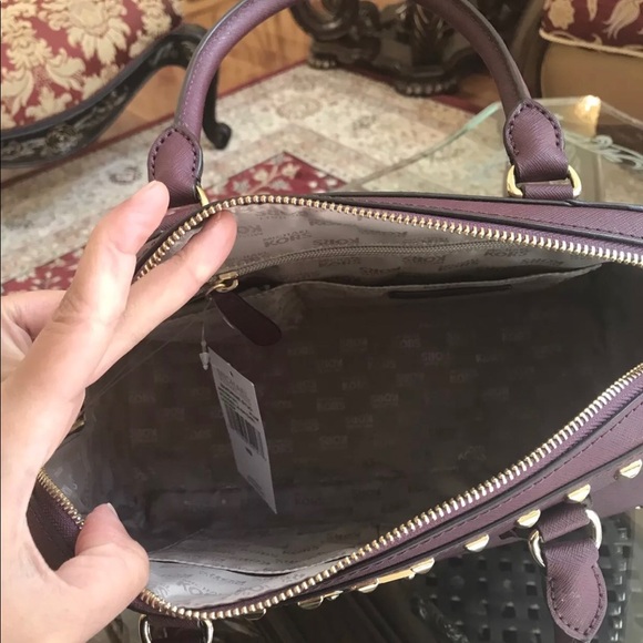đˇMICHAEL KORS Plum Saffiano Sandrine Satchel Set - Picture 8 of 8